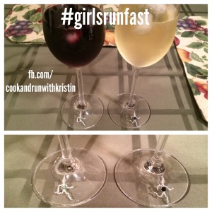 Girls Run Fast wine charms