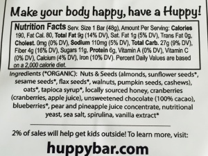 Huppybars ingredients